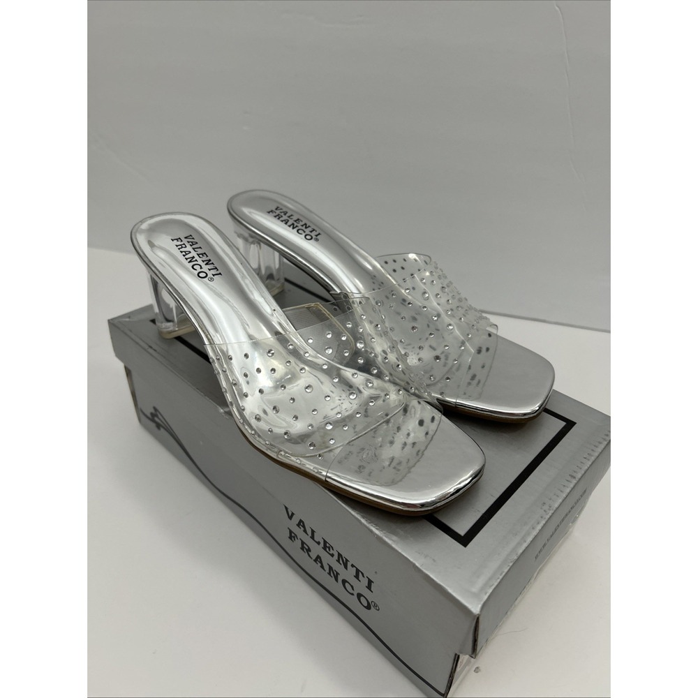 Valenti Franco Women's 6.5 Clear Silver Comfort Stretch Formal Heels SKU 2925